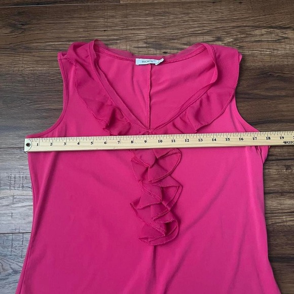Y2K Pink Ruffle Tank Preppy Sleeveless Blouse Women Medium Coquette 2000s Boho - Picture 4 of 6